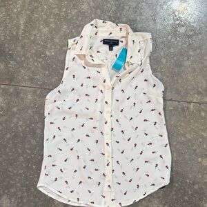 Banana Republic Floral Button-Up Blouse - Cream XS